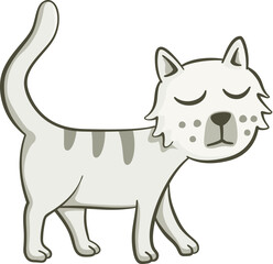 Cute cat walking slowly. Cute illustration of a cat. Vector illustration on white background.