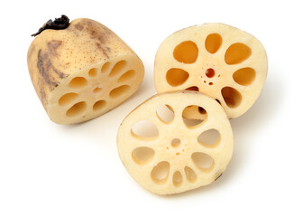 Lotus root on the white background