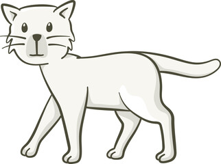 Cute cat walking. Cute illustration of a little cat looking at us while walking. Vector illustration on white background.