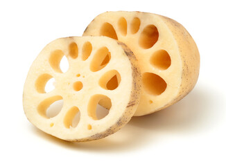 Lotus root on the white background