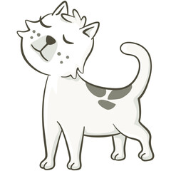 Cute cat with closed eyes. Cute illustration of a little cat. Vector illustration on white background.