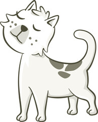 Cute cat with closed eyes. Cute illustration of a little cat. Vector illustration on white background.