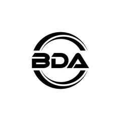 BDA letter logo design with white background in illustrator, vector logo modern alphabet font overlap style. calligraphy designs for logo, Poster, Invitation, etc.