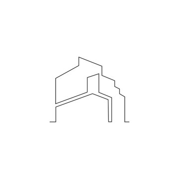 recommend clip art: Continuous one line drawing of luxury apartment house in the middle of town. Home building construction hand drawn minimalist concept. Modern single line draw design vector graphic illustration