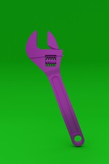 3D illustration, adjustable wrench, green background, 3D rendering.