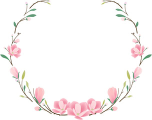 pink magnolia heart wreath frame for valentine banner
