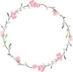 pink magnolia heart wreath frame for valentine banner