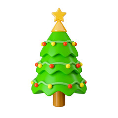 Christmas tree icon isolated on white background. 3d rendering illustration.