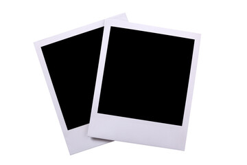 Two polaroid style instant camera print frame flat isolated transparent background photo PNG file