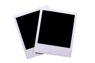 Two polaroid style instant camera print frame flat isolated transparent background photo PNG file
