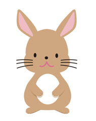 可愛い茶色のウサギのイラスト。干支の動物、うさぎ年、卯年、年賀状用素材