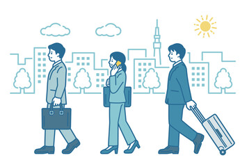 Men and women in suits walking in the streets of Tokyo