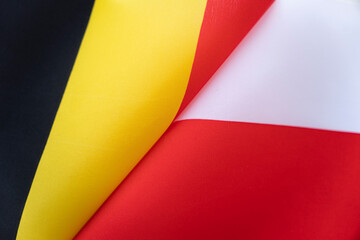Flags Belgium and Poland. concept of international relations between countries. The state of...