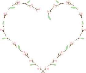 minimal flower bud heart and circle wreath