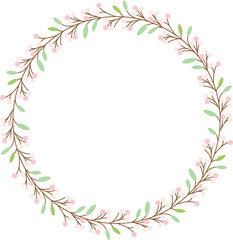 Fototapeta na wymiar minimal flower bud heart and circle wreath