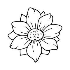 Doodle hand drawn flower. Line art botanical floral design element