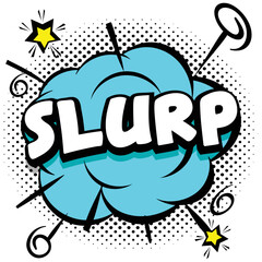 slurp Comic bright template with speech bubbles on colorful frames - obrazy, fototapety, plakaty