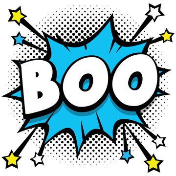 Boo Pop Art Comic Speech Bubbles Book Sound Effects