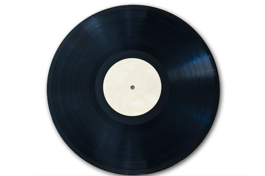 Vinyl record with a blank label isolated on transparent background