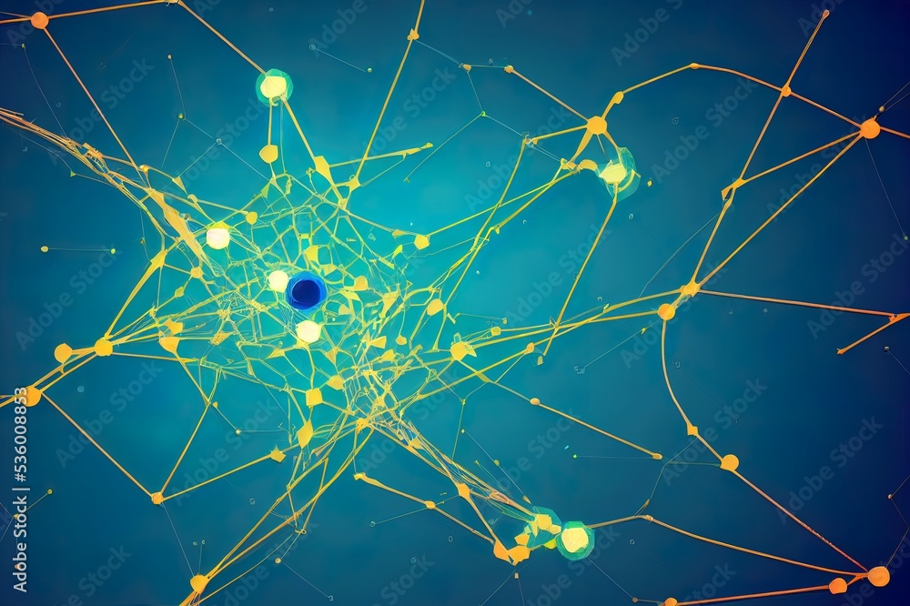 Aufkleber abstract blue polygon tech network with connect technology background. abstract dots and lines textu