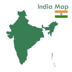 Fototapeta premium Map Green India Map with National Flag