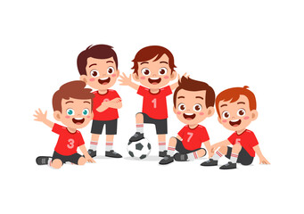 portrait of young soccer team feel happy together