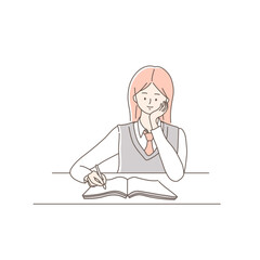 a line illustration of a student in school uniform