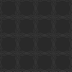 Perforated embossed seamless pattern on dark background, Arabic arabesque style in design, vector illustration