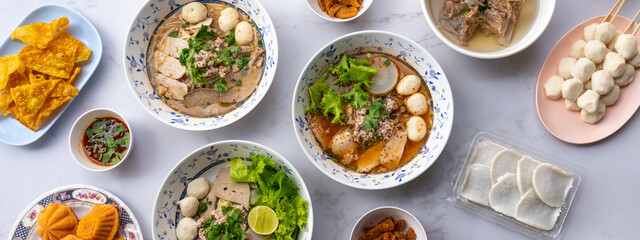 Thai Mixed Noodle Soups and desserts 