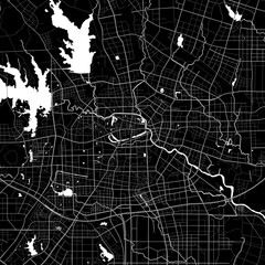Map of Hefei city. Urban black and white poster. Road map with metropolitan city area view.