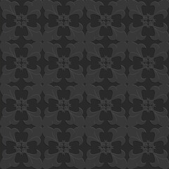 Black seamless pattern, monochrome arabesque ornate arabic dark black background for design and decoration