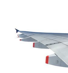 Airplane wing view from inside isolated on transparent background