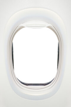 Photo of the window of an airplane from inside (flight concept),frame isolated on transparent background