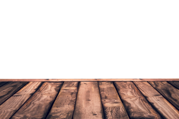 Rustic wooden planks tabletop isolated on transparent background