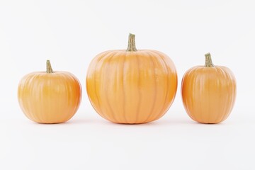 Organe Pumpkin In White Background 3D Rendering Mockup