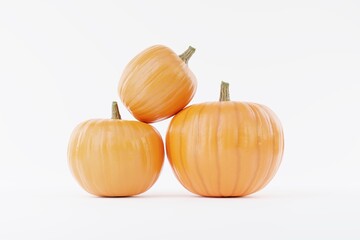 Organe Pumpkin In White Background 3D Rendering Mockup