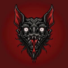 scary bat head mascot vector illustration