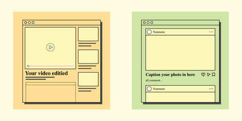 aesthetic retro vintage social media template with pastel color yellow and green