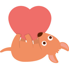 Dog love character cartoon icon png