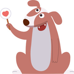 Dog love character cartoon icon png