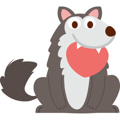 Dog love character cartoon icon png