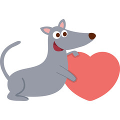 Dog love character cartoon icon png