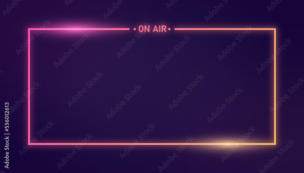 Poster rectangle shape glow border on the black background. abstract dark design element.
