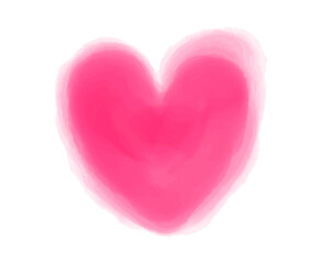 Watercolor digital heart on white. Aquarelle blotch on isolated background. Colored blur stain. Hand drawn spot for design and work. Colorful illustration