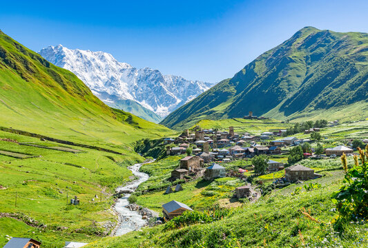Ushguli village on the Inguri River