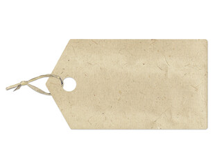 Recycled paper blank label isolated on transparent background