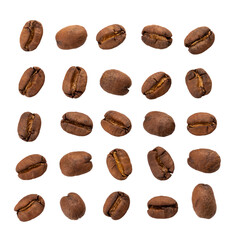 coffee beans isolated on a transparent background