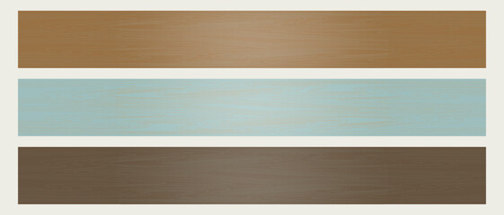 Wooden planks set, blue cyan tones, horizontal plank, blank wooden plank for signboard decoration. High quality illustration
