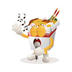 Cute ramen mascot singing, sing a song