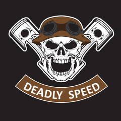 cool retro skull and piston logo
